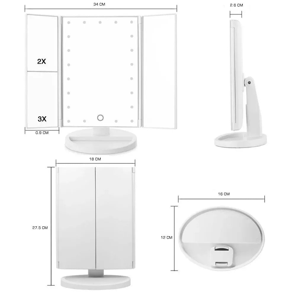 B-Tools - B-Mirror - Espejo de escritorio con luz led y aumento