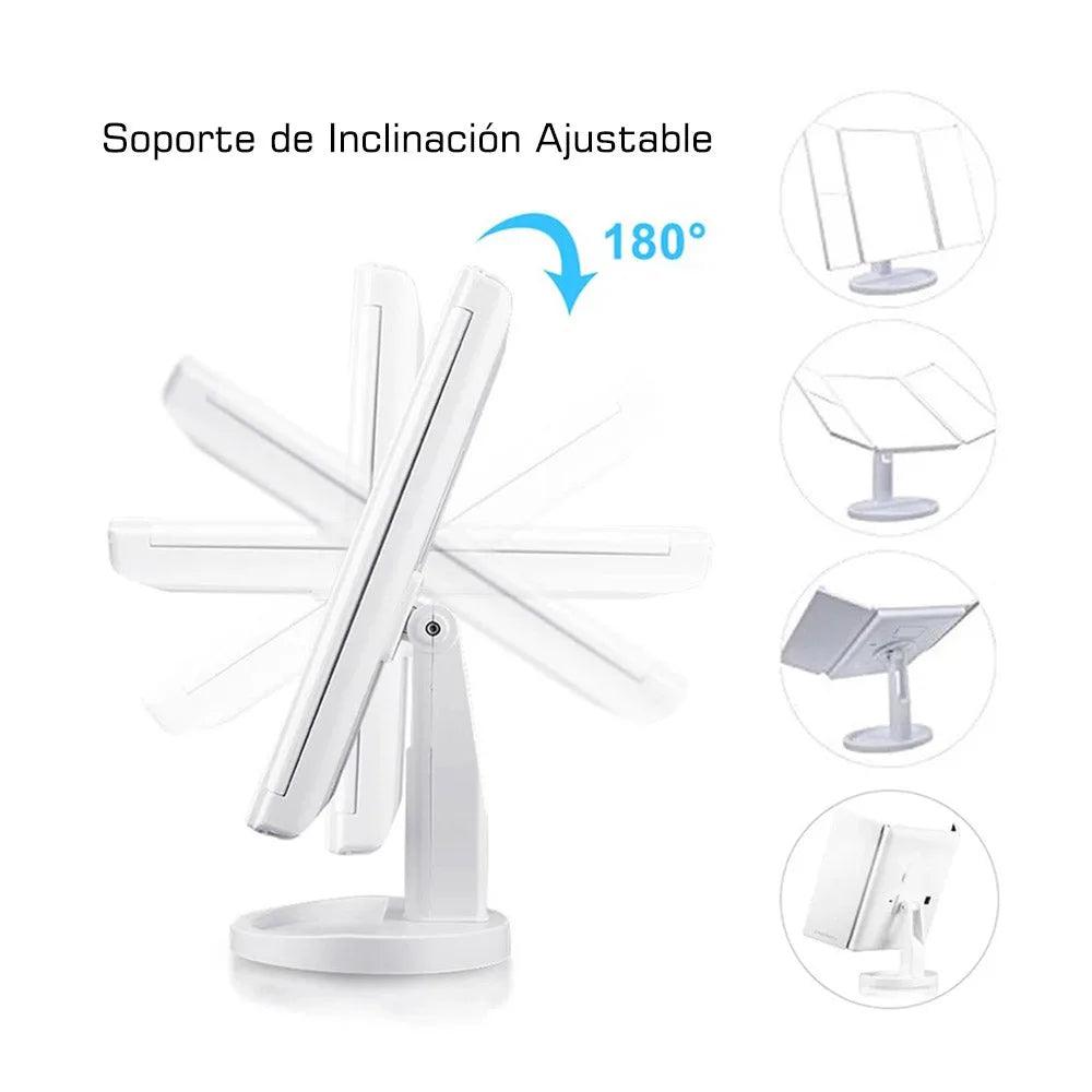 B-Tools - B-Mirror - Espejo de escritorio con luz led y aumento