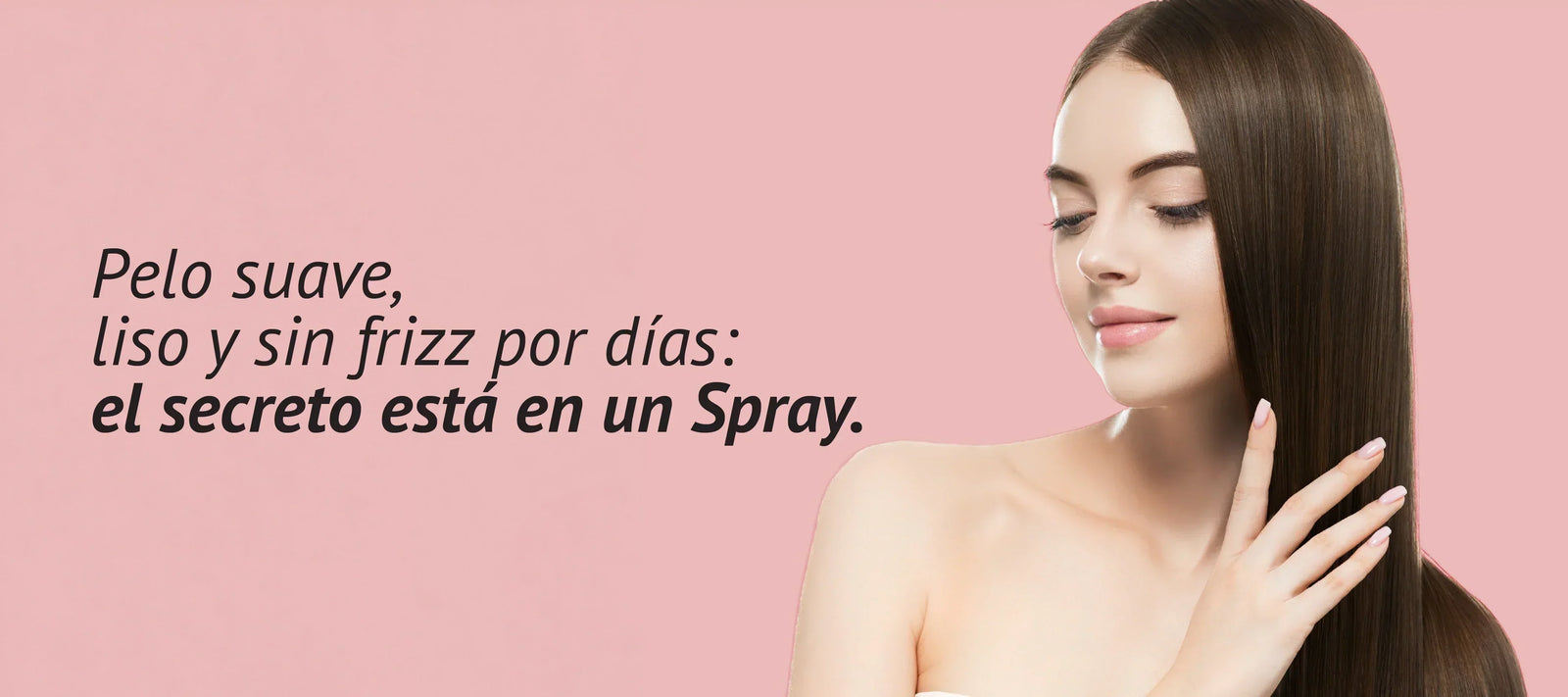 Mujer con el pelo liso, suave, brillante y sin frizz.